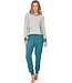 Dark green cotton-terry ladies pyjama Calming Stripes
