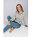 Dark green cotton-terry ladies pyjama Calming Stripes