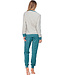 Dark green cotton-terry ladies pyjama Calming Stripes
