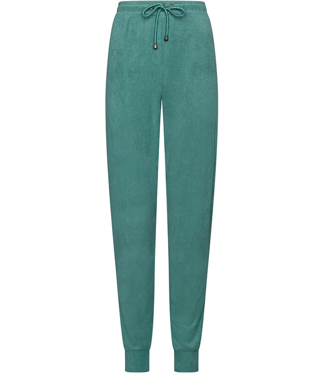 Dark green cotton-terry ladies pyjama Calming Stripes