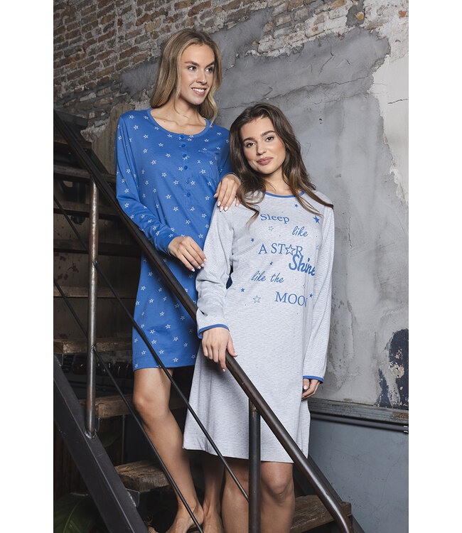 Blue cotton nightdress with long sleeves Shining Stars