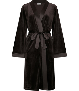 Pastunette Premium Luxury black velours kimono with cuffs long sleeves Chic Black Beauty