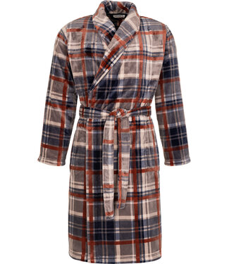 Pastunette for Men Grey fleece men's morning gown Check Block