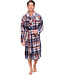 Grijze fleece heren ochtendjas Check Block