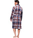 Grijze fleece heren ochtendjas Check Block