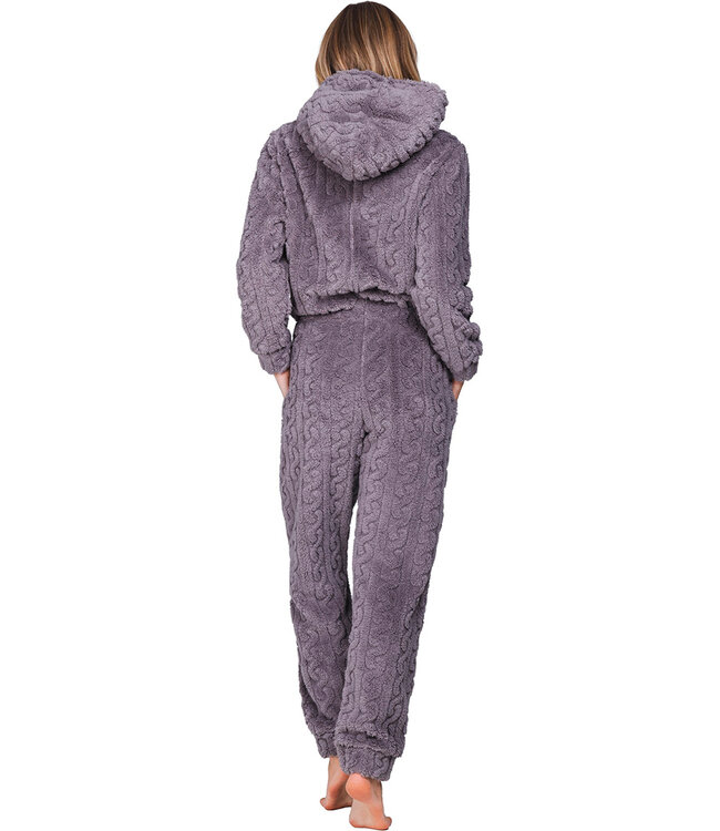 Grijze fleece onesie met rits en capuchon Fabulously Cosy