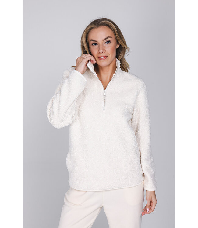 Off-white teddy fleece huispak met rits Fabulously Teddy Soft