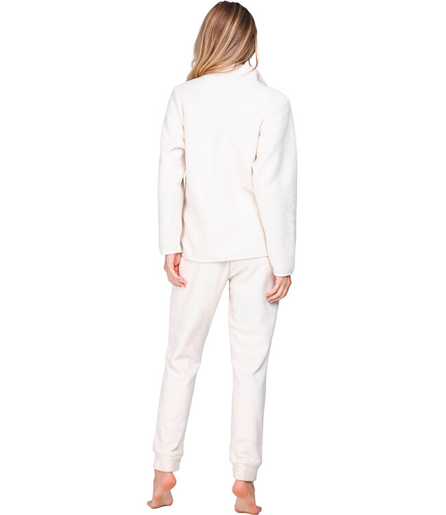 Off-white teddy fleece huispak met rits Fabulously Teddy Soft