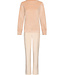 Lichtbruine fleece damespyjama lange mouw met ronde hals Soft Stripes