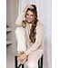 Light brown fleece ladies pyjama with round neckline Soft Stripes