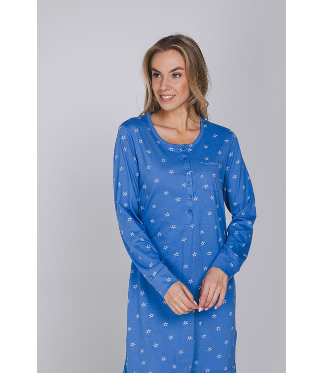 Blauw nachthemd van bio-katoen met knoopsluiting Trendy Stars