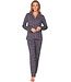 Dark grey organic cotton pyjama full button Paw Prints