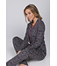 Dark grey organic cotton pyjama full button Paw Prints