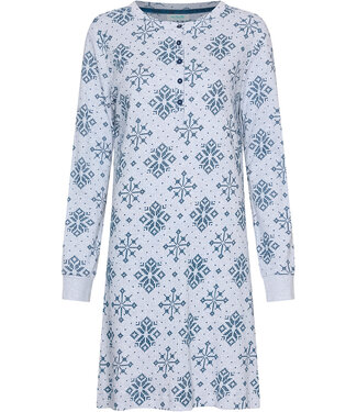 MyRebelle Donkerblauw nachthemd van wafelstof knoopsluiting Snowflake Sparkle