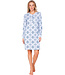 Donkerblauw nachthemd van wafelstof knoopsluiting Snowflake Sparkle