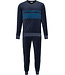 Dark blue velour long sleeved men's pyjama Velvet Stripe