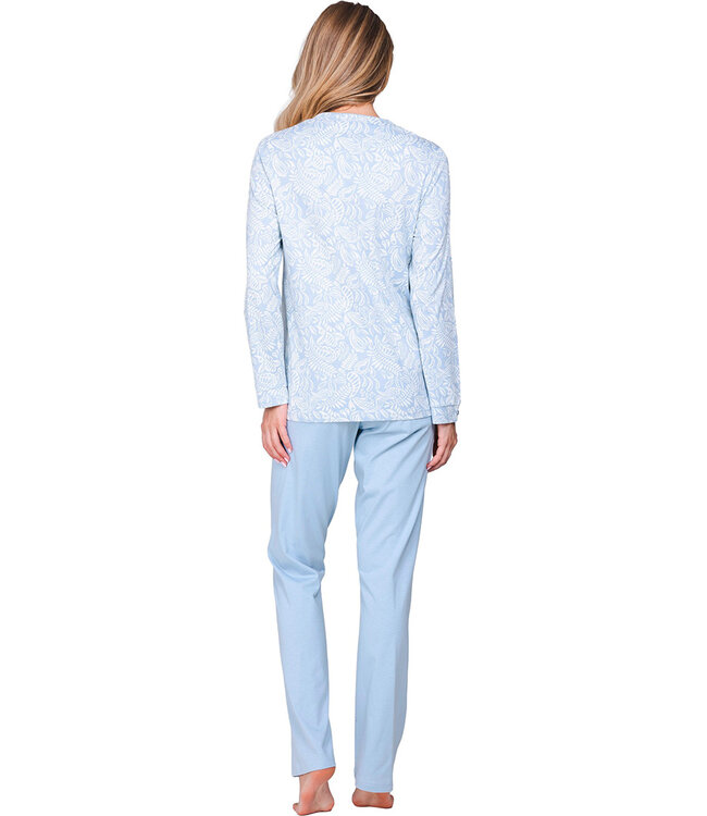 Blue cotton ladies pyjama with long sleeves Vintage Paisley