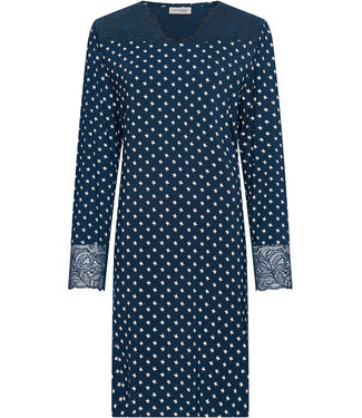 Pastunette Premium Luxe donkerblauw modal nachthemd lange mouwen Stars & Lace