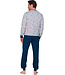 Dark blue men's pyjama with long sleeves with V-neck Racing Day