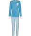 Blue cotton french terry long sleeved pyjama Checkered Blocks