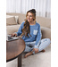 Blue cotton french terry long sleeved pyjama Checkered Blocks