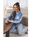 Blue cotton french terry long sleeved pyjama Checkered Blocks