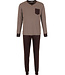 Pastunette for Men Dark grey cotton long sleeved men's pyjama with V-neck Geometric Block