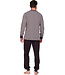 Dark grey cotton long sleeved men's pyjama with V-neck Geometric Block