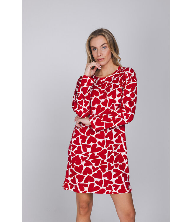 Red oversized organic cotton nightdress short True Love