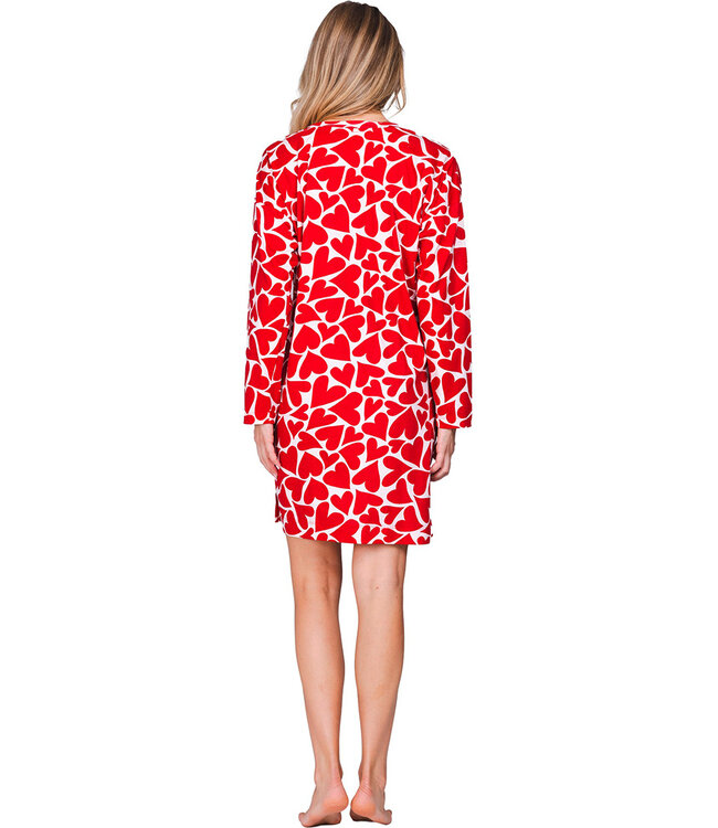 Rood oversized nachthemd van bio-katoen kort True Love