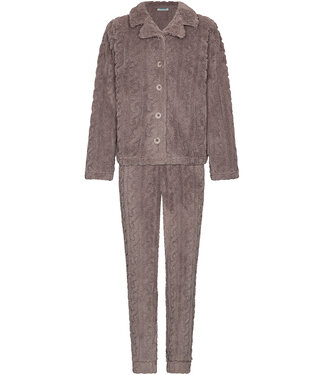 MyRebelle Grijs fleece huispak met knoopsluiting Fabulously Cosy