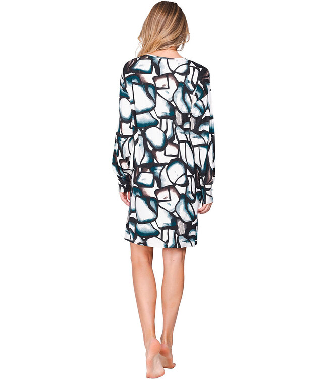 Zwart ecovero viscose nachthemd met boorden lange mouwen Artistic Links
