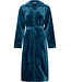 Dark blue fleece morning gown with high collar Teal Zig Zag