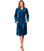 Dark blue fleece morning gown with high collar Teal Zig Zag