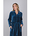Dark blue fleece morning gown with high collar Teal Zig Zag