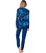 Dark blue ladies pyjama button front long sleeves Fancy Floral