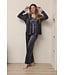 Zwart velours huispak kimono sluiting met ceintuur Chic Black Beauty