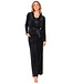 Black velours homesuit kimono style with belt long sleeves Chic Black Beauty