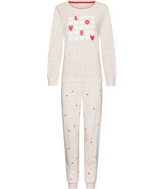 MyRebelle Beige pyjama met lange mouwen en boorden True Love
