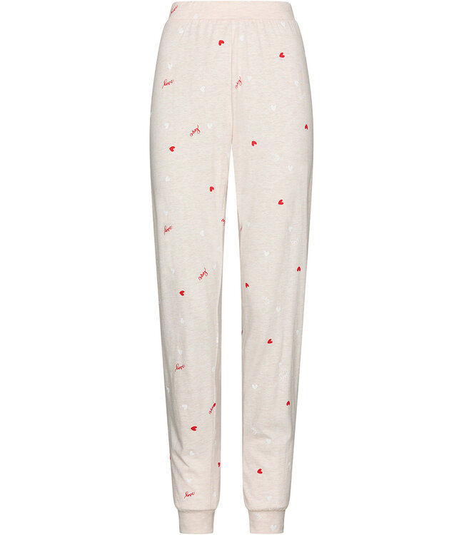 Beige pyjama met lange mouwen en boorden True Love