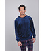 Dark blue fleece long sleeved men's pyjama Modern Check