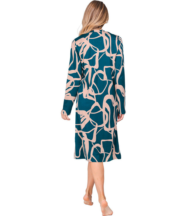 Donkergroen nachthemd knoopsluiting lange mouwen Artistic Fashion