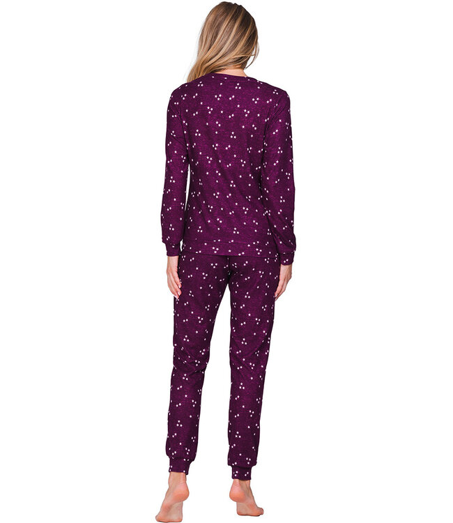 Dark purple cotton pyjama with long sleeves Fabulously Starry