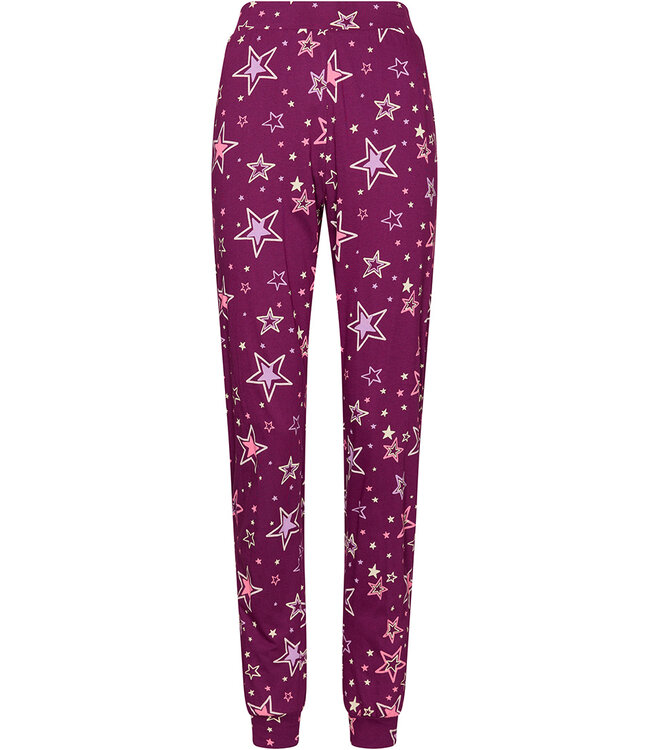 Donkerpaarse katoenen pyjama met lange mouwen Fabulously Starry