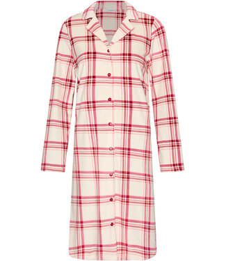 Pastunette Donkerrood fleece nachthemd lange mouw Soft Checks
