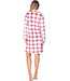 Donkerrood fleece nachthemd lange mouw Soft Checks