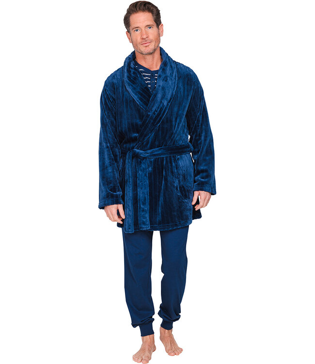 Donkerblauwe heren ochtendjas Stripey Blue