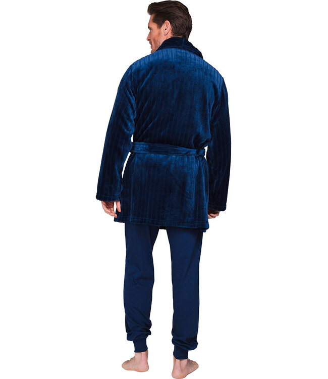 Donkerblauwe heren ochtendjas Stripey Blue
