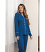 Dark blue cotton ladies pyjama full button Chic Blue Beauty