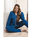 Dark blue cotton ladies pyjama full button Chic Blue Beauty
